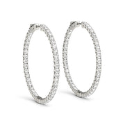 14K White Gold Inside Out Large Diamond Hoop Earrings