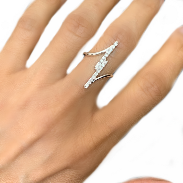 14K White Gold Geometric Diamond Ring