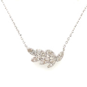 14K White Gold Diamond Leaf Necklace