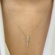 14K Yellow Gold Diamond Drop Pendant Necklace