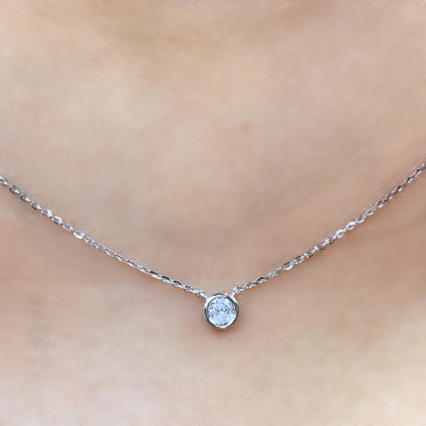 14 Karat White Gold Bezel Set Diamond Pendant