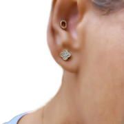 14 Karat Yellow Gold Quatrefoil Stud Earrings