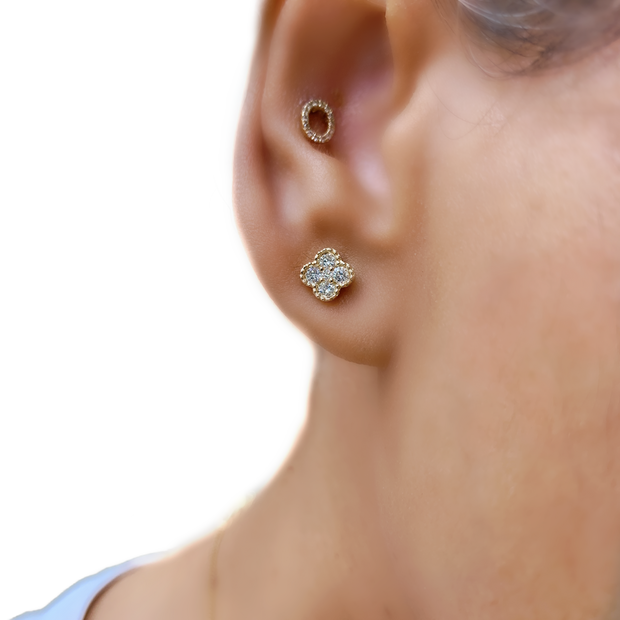 14 Karat Yellow Gold Quatrefoil Stud Earrings
