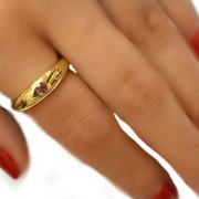 14K Yellow Gold Pink Tourmaline Dome Ring