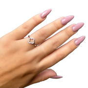 14K Yellow Gold Quatrefoil with Diamonds Ring