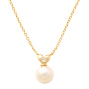 14K Yellow Gold Pearl Pendant Necklace