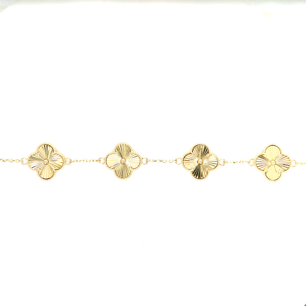 14k Yellow Gold Clover Bracelet