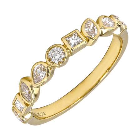 14 Karat Yellow Gold Ring With 0.53ctw Various Shapes Diamonds