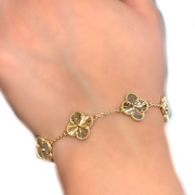 14k Yellow Gold Clover Bracelet