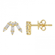 14K Yellow Gold Abstract Diamond Stud Earrings