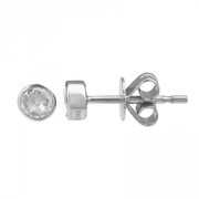 14 Karat White Gold Bezel Set Stud Earrings With 0.29Tw Round Diamonds