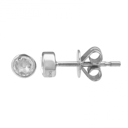 14 Karat White Gold Bezel Set Stud Earrings With 0.29Tw Round Diamonds
