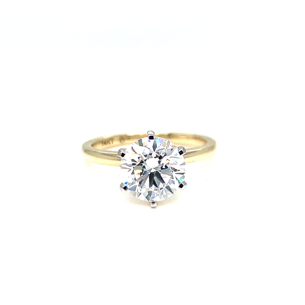 14K Yellow Gold 2.18ct Round Lab Grown Diamond Solitaire Engagement Ring