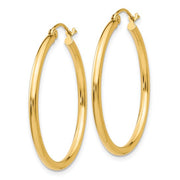 14K Gold Medium 2MM Tube Hoop Earrings