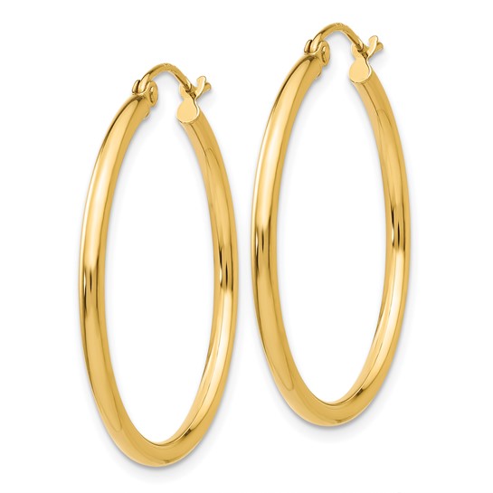 14K Gold Medium 2MM Tube Hoop Earrings