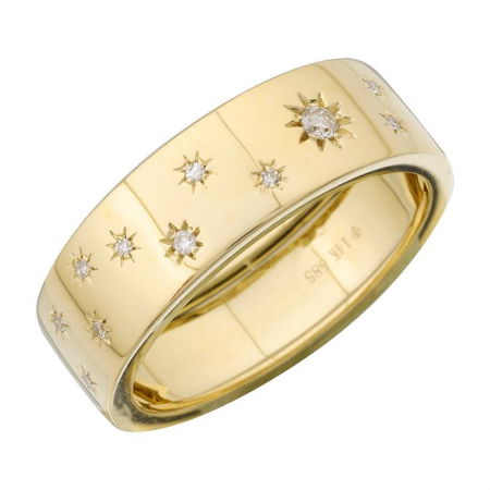 14 Karat Yellow Gold Star Band