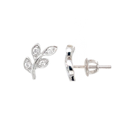 14K White Gold Leaf Post Earring