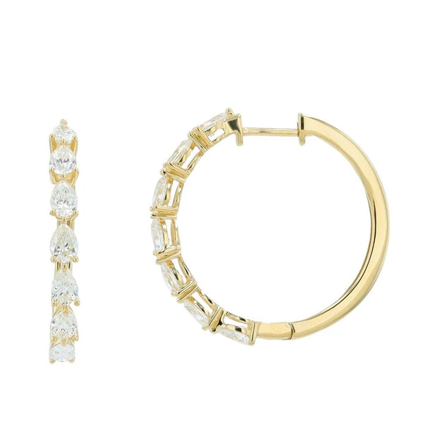 14K Pear Shape Laboratory Grown Diamond Hoop Earrings