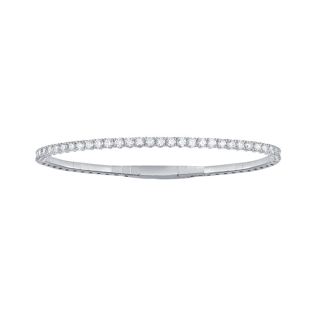 14K White Gold Fexible Diamond Bangle Bracelet