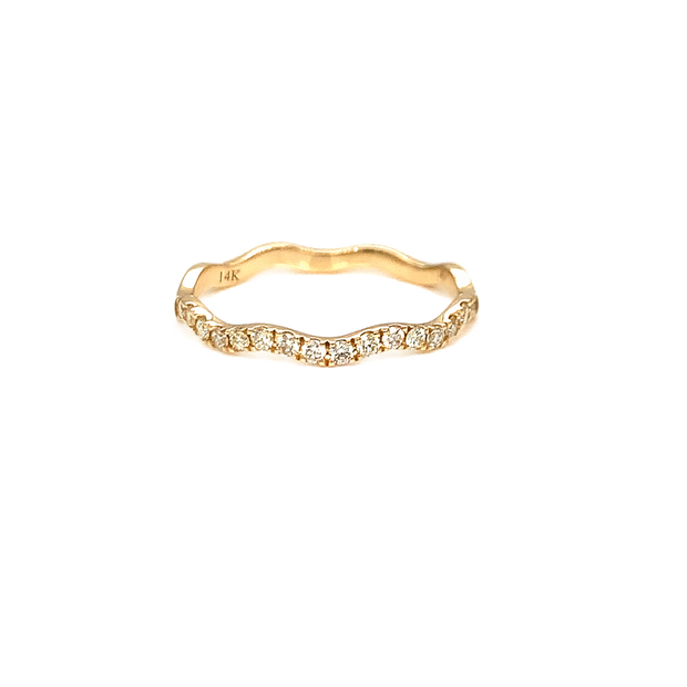 14K  Gold Diamond Wave Band