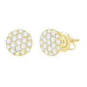 14k Yellow Gold Pave Diamond Studs