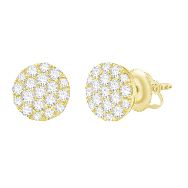 14k Yellow Gold Pave Diamond Studs