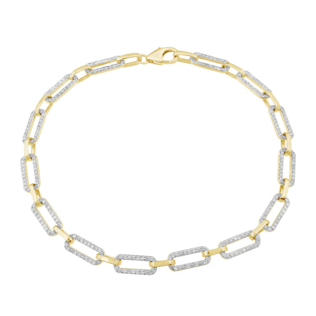 14k Yellow Gold Link Diamond Bracelet