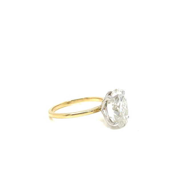 14K 3.10ct Solitaire Laboratory Grown Oval Diamond Engagement Ring