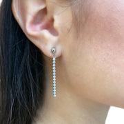 14K White Gold Diamond Dangle Earrings
