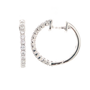 14K White Gold Diamond Hoop Earrings