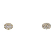14K Yellow Oval Pave Disc Earrings
