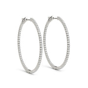 14K White Gold In and Out Diamond Hoop Earrings