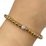 14K Gold and Diamond Bead Bracelet