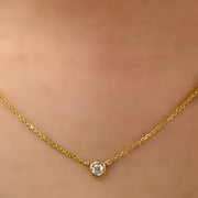 14K Bezel Diamond Solitaire Necklace