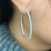 14K White Gold Large Inside Out Diamond Hoop Earrings