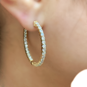 14K Gold Inside Out Medium Diamond Hoop Earrings