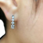 14K White Gold Medium Diamond Hoop Earrings