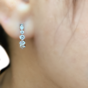 14K White Gold Small Diamond Hoop Earrings