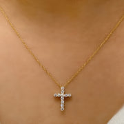 14K Gold Diamond Cross Necklace