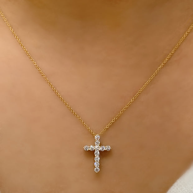 14K Gold Diamond Cross Necklace