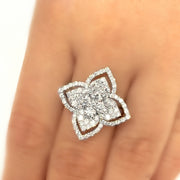 14K White Gold Diamond Flower Ring