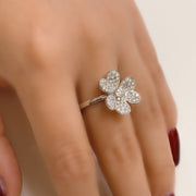 14K White Gold Diamond Flower Ring