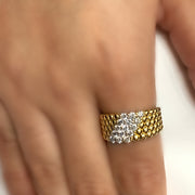 14K Bead Diamond Wide Band Ring