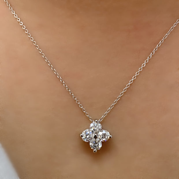 14K White Gold 4 Diamond Necklace