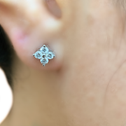 14K Gold Diamond 4 Diamond Stud Earrings