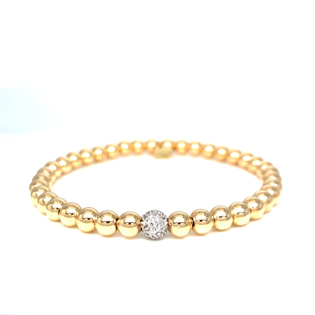 14K Gold and Diamond Bead Bracelet