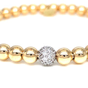 14K Gold and Diamond Bead Bracelet