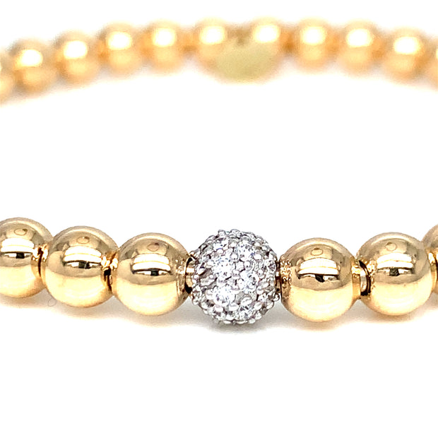 14K Gold and Diamond Bead Bracelet