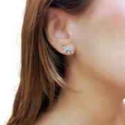 14K Yellow Gold Abstract Diamond Stud Earrings