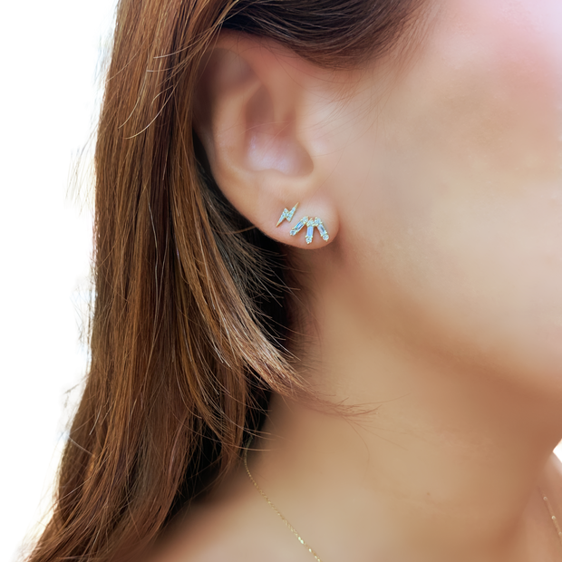 14K Yellow Gold Abstract Diamond Stud Earrings